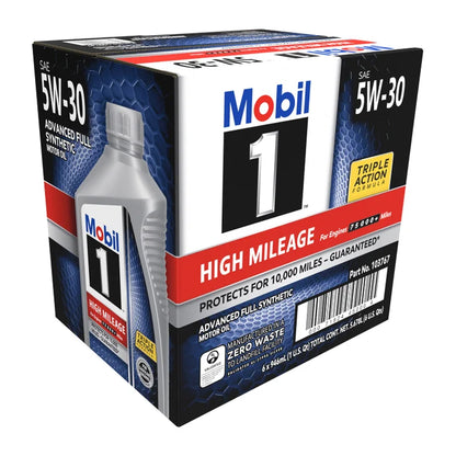 Mobil 1 High Mileage Full Synthetic Motor Oil 5W-30, 1-Quart/6-pack