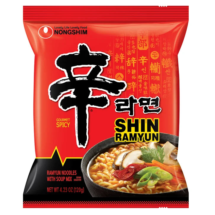 Nongshim Shin Ramyun Noodles with Soup Mix, Gourmet Spicy, 4.2 oz, 18-count