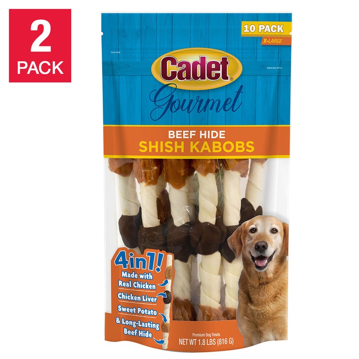 Cadet Triple Flavored X-Large Shish Kabob Dog Treats, 10-count, 2-pack