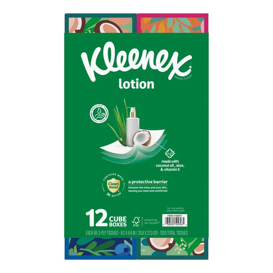 Kleenex Soothing Lotion Facial Tissue, 3-Ply, 85-count, 12-pack