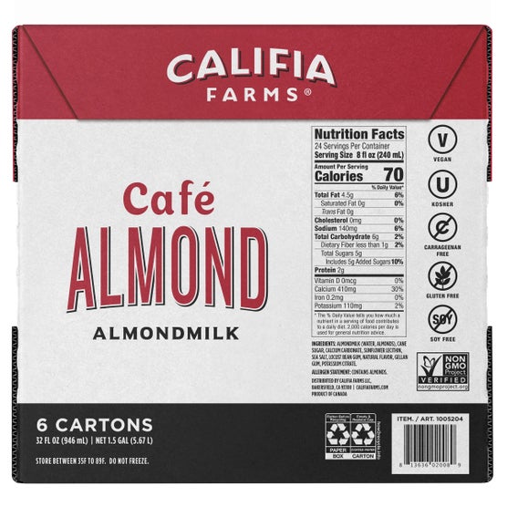 Califia Farms, Cafe Almond Milk, 32 oz, 6-count