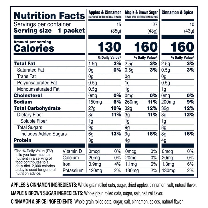 Quaker Instant Oatmeal, Variety Pack, 1.51 oz, 52-count