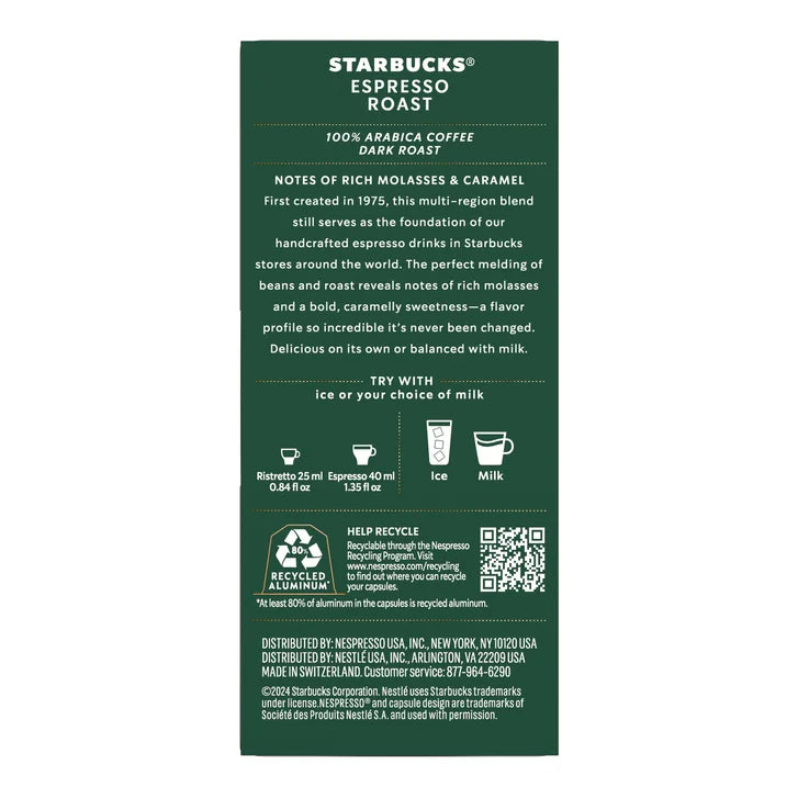 Starbucks by Nespresso Espresso Roast Capsules, 60-count