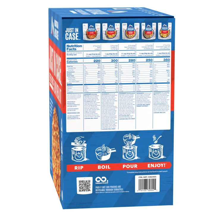 Mountain House Emergency Meal Kit 15-Pouch Assortment (28 Total Servings)