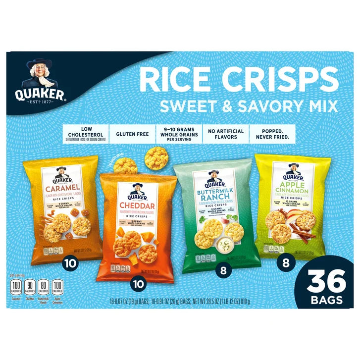 Quaker Rice Crisps, Variety Pack, 36-count