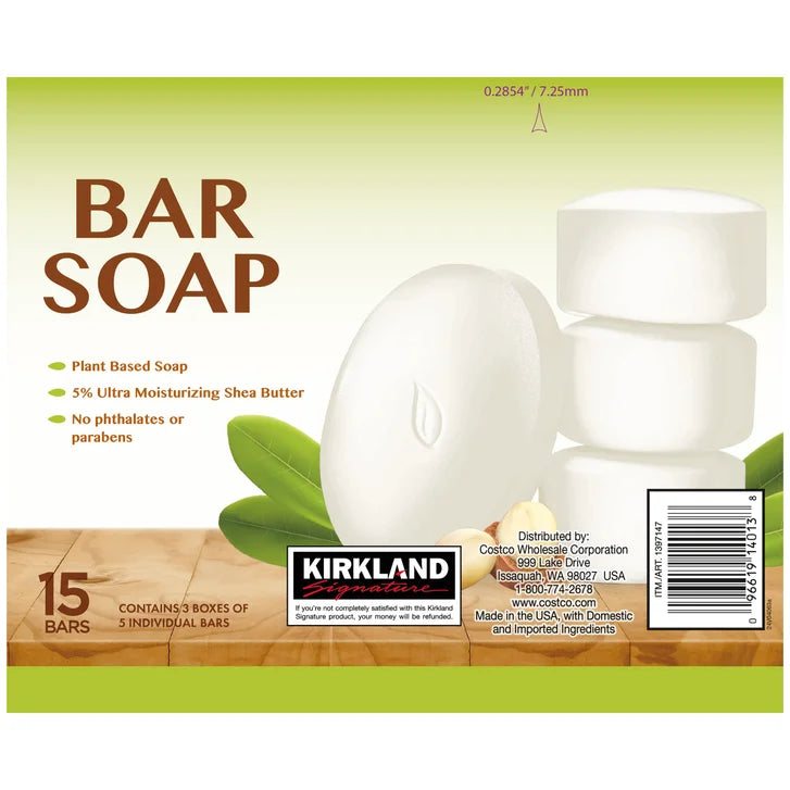 Kirkland Signature Bar Soap with Shea Butter, 15 Bars