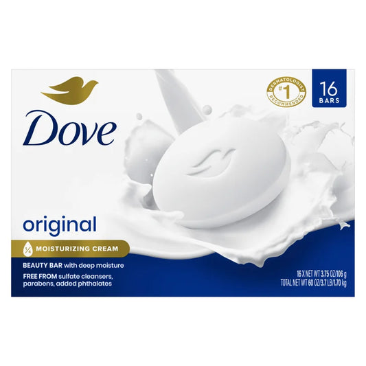 Dove Moisturizing Beauty Bar Soap Original, 3.75 oz, 16 Bars
