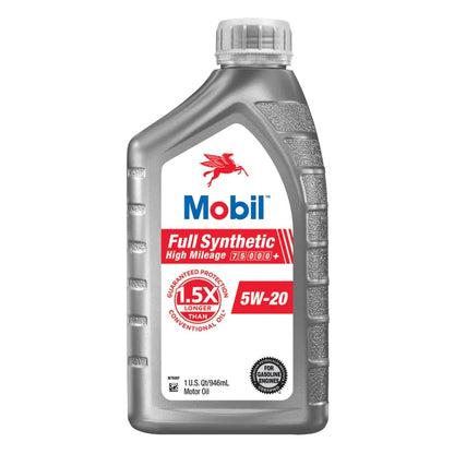 Mobil Full Synthetic High Mileage Motor Oil, 1-Quart/6-pack