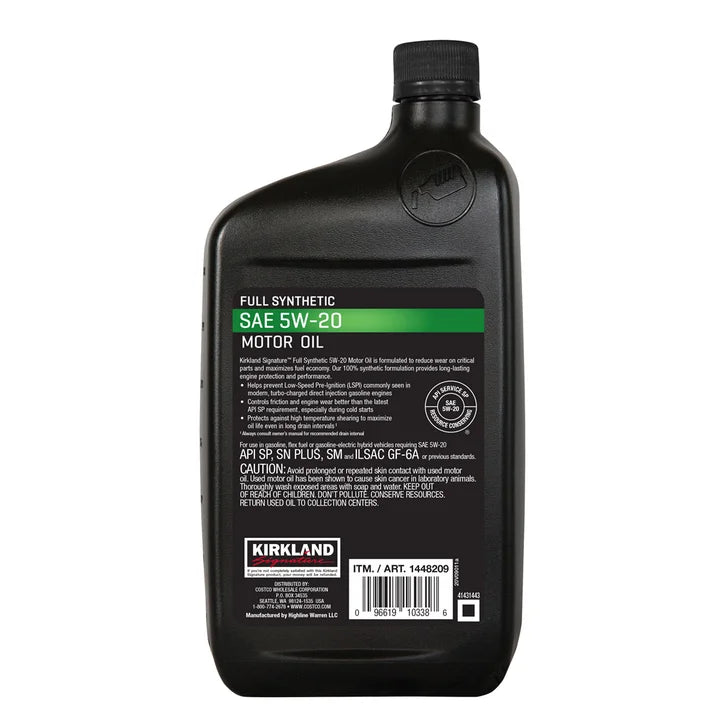 Kirkland Signature 1-Quart 0W20 & 5W20 Full Synthetic Motor Oil, 12-pack