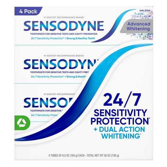 SENSODYNE Advanced Whitening Toothpaste, 6.5 oz, 4-pack
