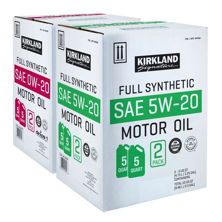 Kirkland Signature 5-Quart 0W20 & 5W20 Full Synthetic Motor Oil, 4-pack