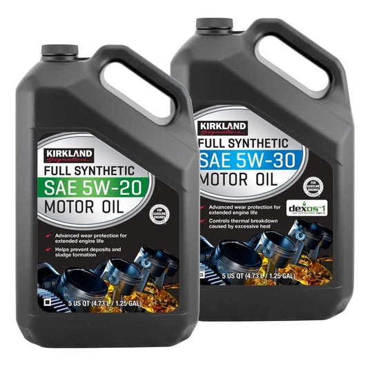 Kirkland Signature 5-Quart 5W20 & 5W30 Full Synthetic Motor Oil, 4-pack