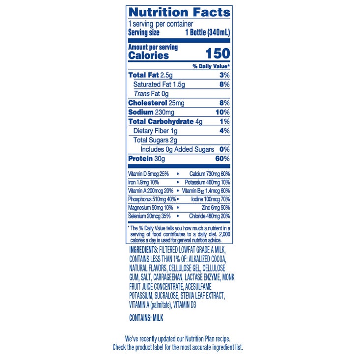 Fairlife Nutrition Plan, 30g Protein Shake, Chocolate, 11.5 fl oz, 18-pack