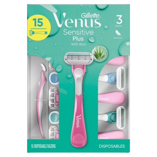 Gillette Venus Sensitive Plus Disposable Razor, 15-count