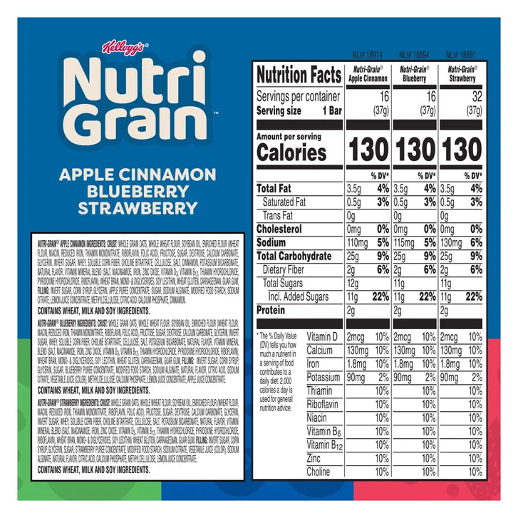 Kellogg's Nutri-Grain Soft Baked Breakfast Bars, 1.3 oz, 64-count
