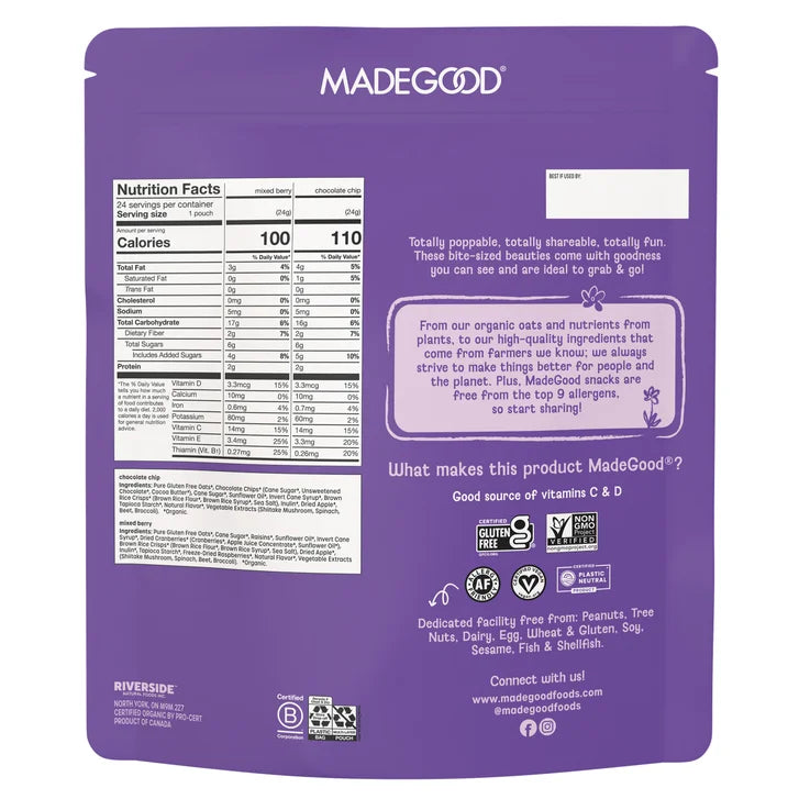 MadeGood Organic Granola Minis, Variety Pack, 0.85 oz, 24-count