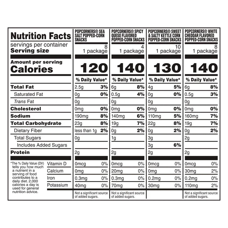 PopCorners Popped Corn Snacks Variety Pack, 1 oz, 30-Count