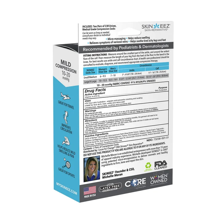 Skineez Medical Grade Advanced Healing Compression Socks, 2-Pack, Mild/Moderate
