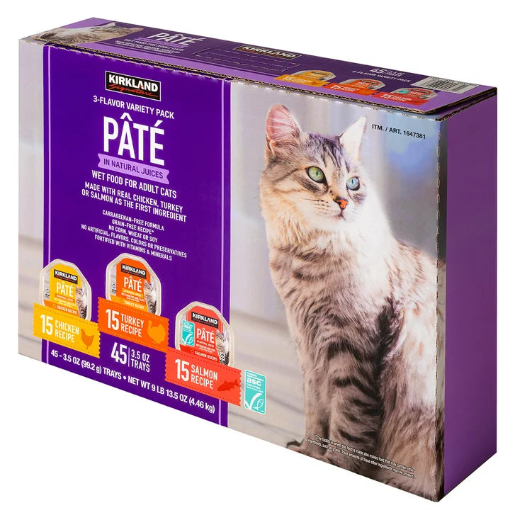 Kirkland Signature Pate Cat Food Variety Pack, 3.5 oz, 45-count