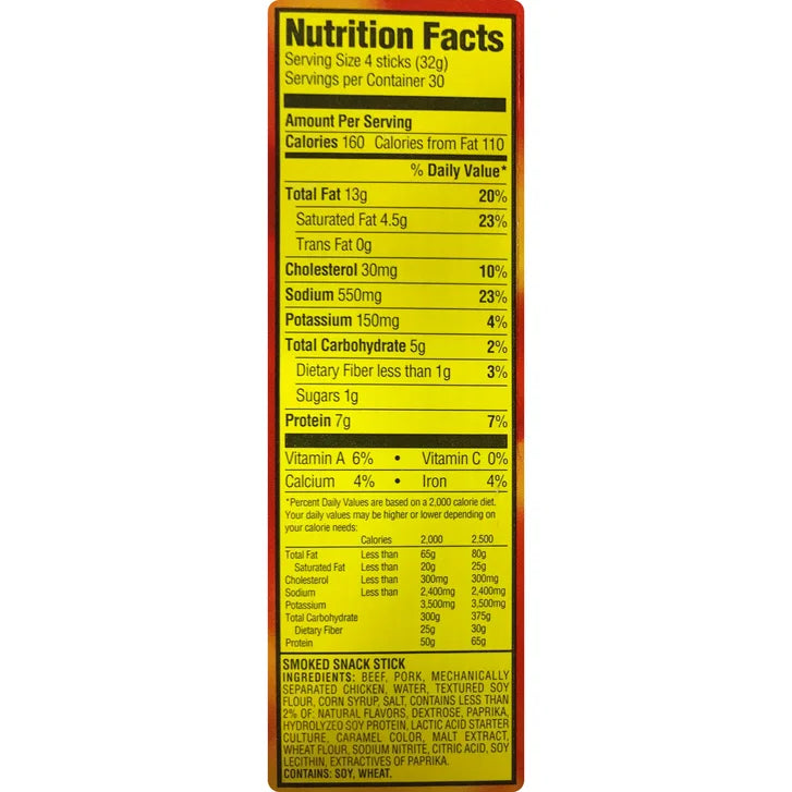 Slim Jim Smoked Snack Stick, Original, 0.28 oz, 120-count