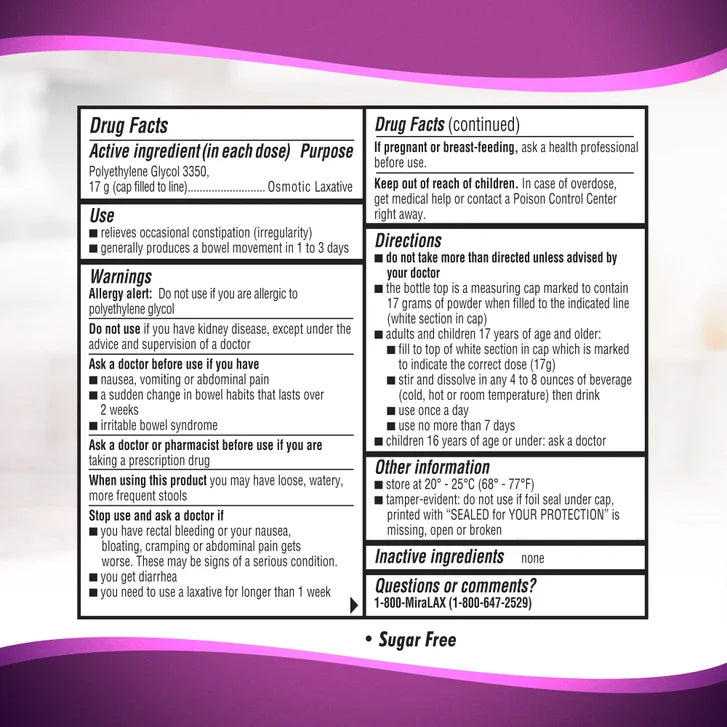 MiraLAX Powder Laxative, 68 Doses