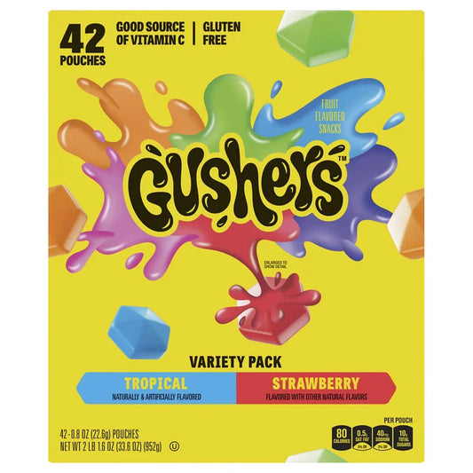 Fruit Gushers Fruit Flavored Snacks, Variety Pack, 0.8 oz, 42-Count