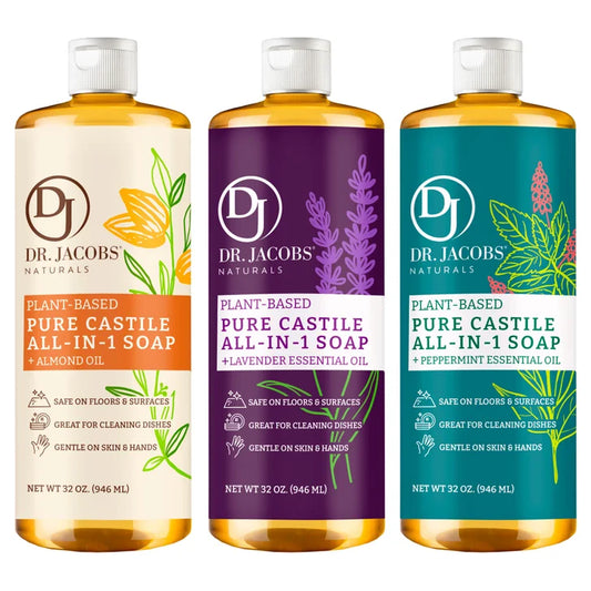 Dr. Jacobs Naturals Pure Castile Soap, Variety Pack, 32 oz, 3-count