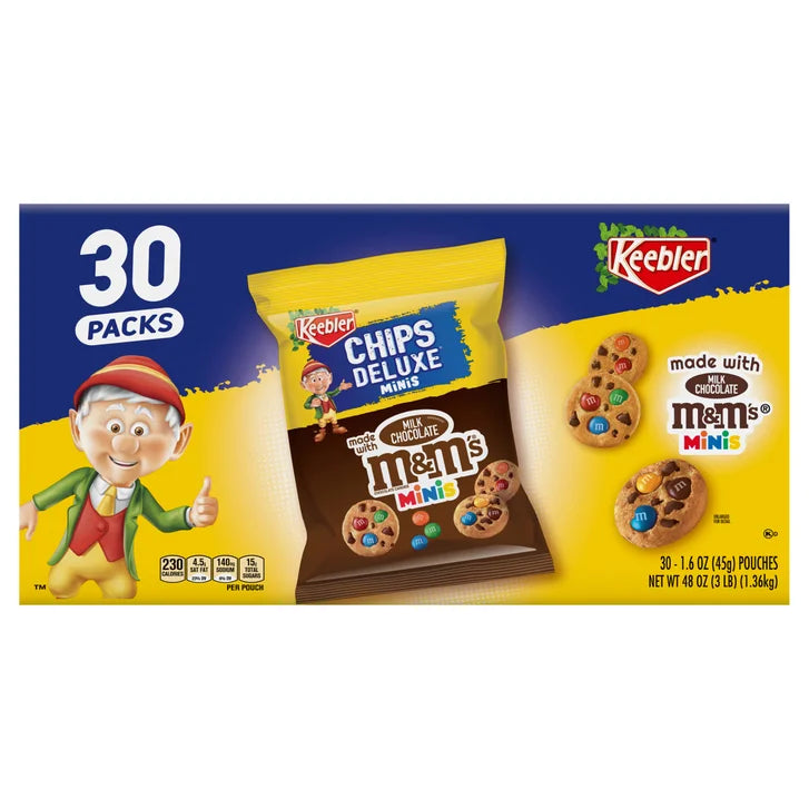 Keebler Bite Size Cookies made with Milk Chocolate M&M's Minis, 1.6 oz, 30-count