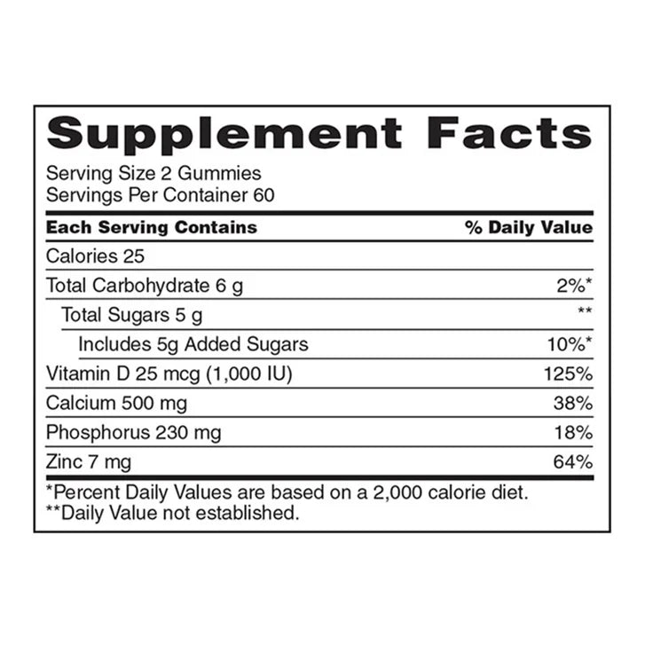 Kirkland Signature Calcium 500 mg with D3 & Zinc, 240 Adult Gummies