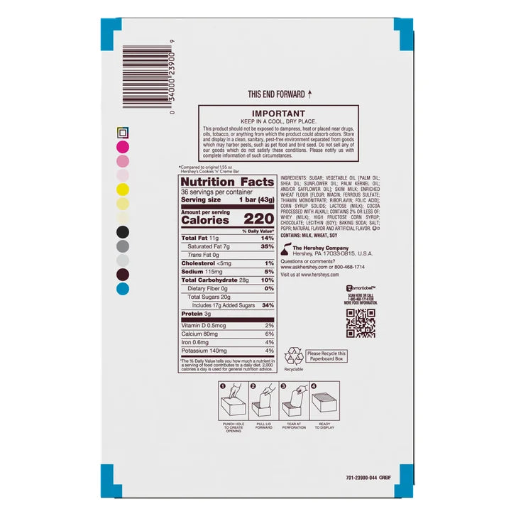 Hershey's, Cookies N' Creme, 1.55 oz, 36-count