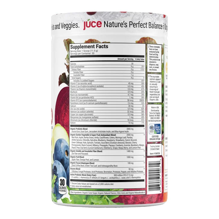 Terra Kai USDA Organic Juce Super Fruit & Veggie Powder, 12.2 Ounces
