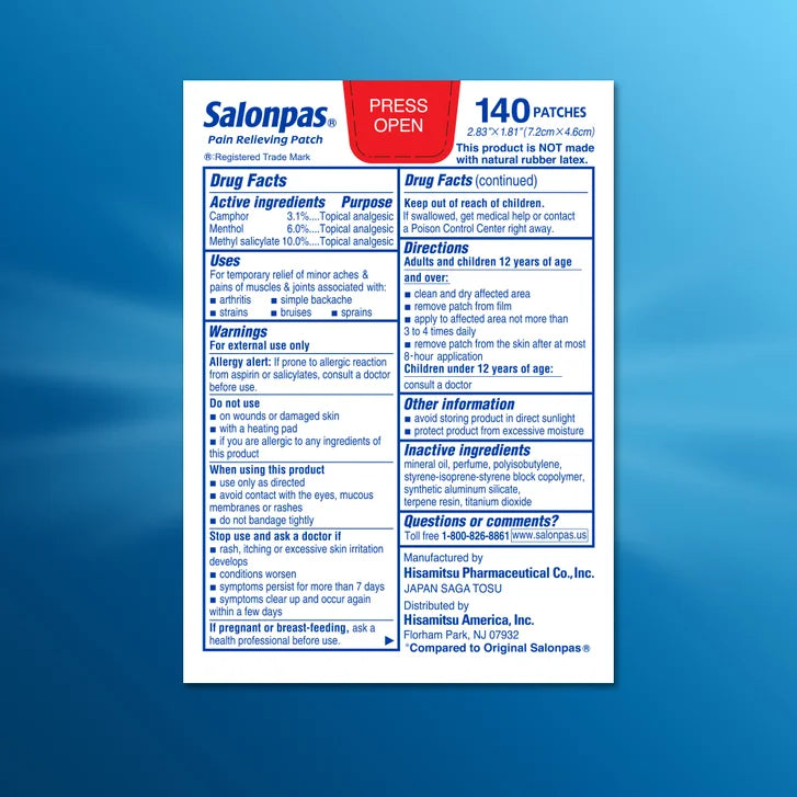 Salonpas Pain Relieving Patch, 140 Patches