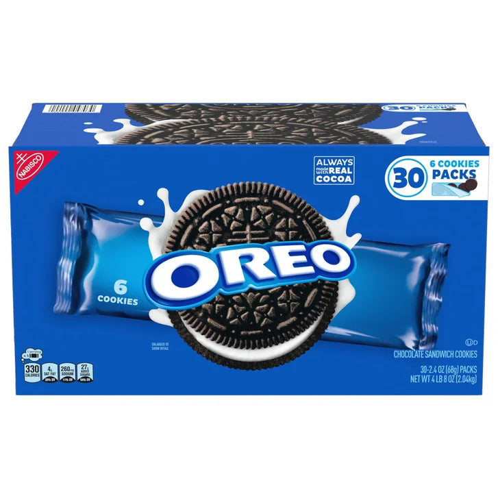 OREO Chocolate Sandwich Cookies, 2.4 oz, 30-count