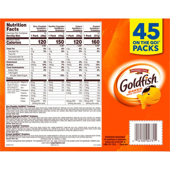 Goldfish Baked Snacks, Variety Pack, 45-count