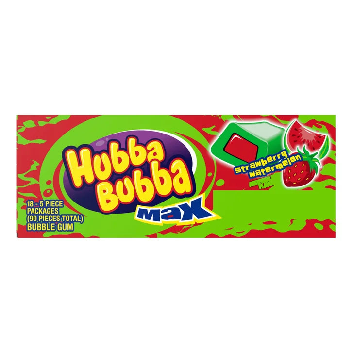 Hubba Bubba Max Chewing Gum, Strawberry Watermelon, 5 Pieces, 18-count