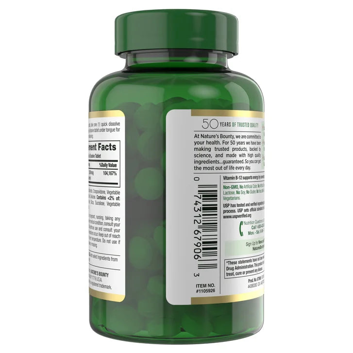 Nature's Bounty Vitamin B-12 2500 mcg, 300 Quick Dissolve Tablets