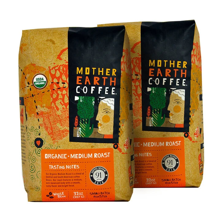 Mother Earth Organic Medium Roast Coffee 2 lb, 2-pack
