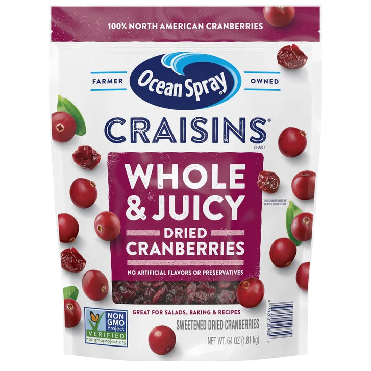 Ocean Spray Craisins, Whole Dried Cranberries, 64 oz
