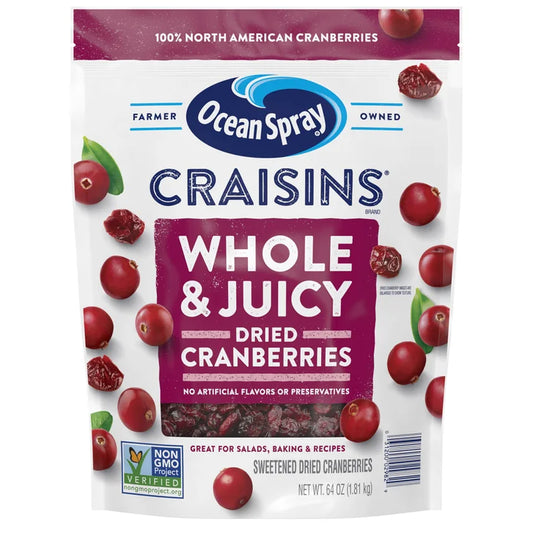 Ocean Spray Craisins, Whole Dried Cranberries, 64 oz