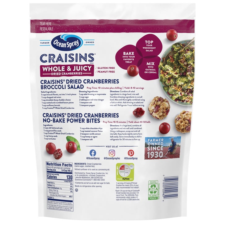 Ocean Spray Craisins, Whole Dried Cranberries, 64 oz