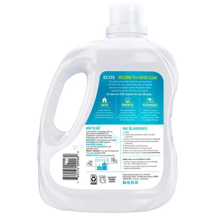 ECOS Liquid Laundry Detergent, Free & Clear, 210 Loads, 210 fl oz, 2-count