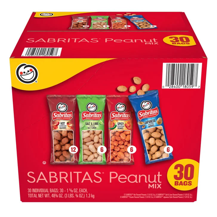 Sabritas Peanuts, 1.625 oz, Variety Pack, 30-count