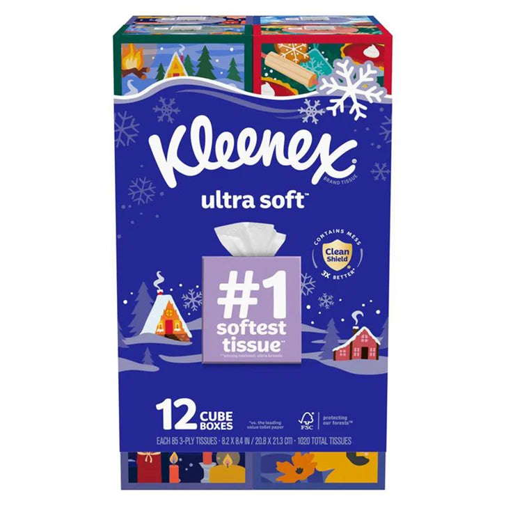 Kleenex Ultra Soft Facial Tissue, 3-Ply, 85-count, 12-pack