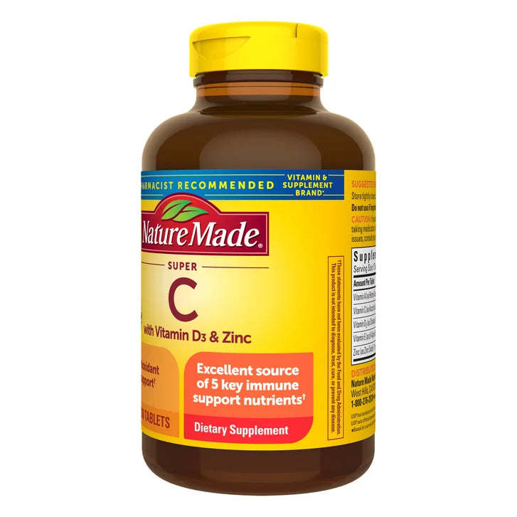 Nature Made Super C with Vitamin D3 and Zinc, 200 Tablets
