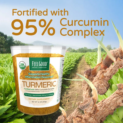 Feel Good USDA Organic Turmeric Powder, 16 oz
