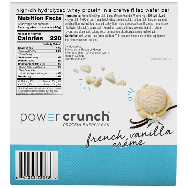 Power Crunch Protein Energy Bar, French Vanilla, 1.4 oz, 12-count