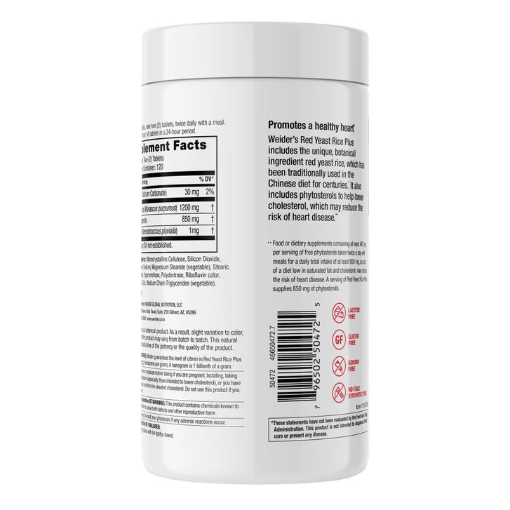 Weider Red Yeast Rice Plus 1200 mg., 240 Tablets