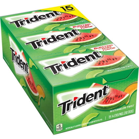 Trident Sugar Free Gum, Watermelon Twist, 14 Pieces, 15-count
