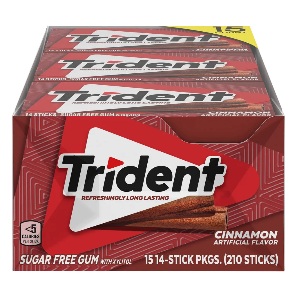 Trident Sugar Free Gum, Cinnamon, 14 Pieces, 15-count