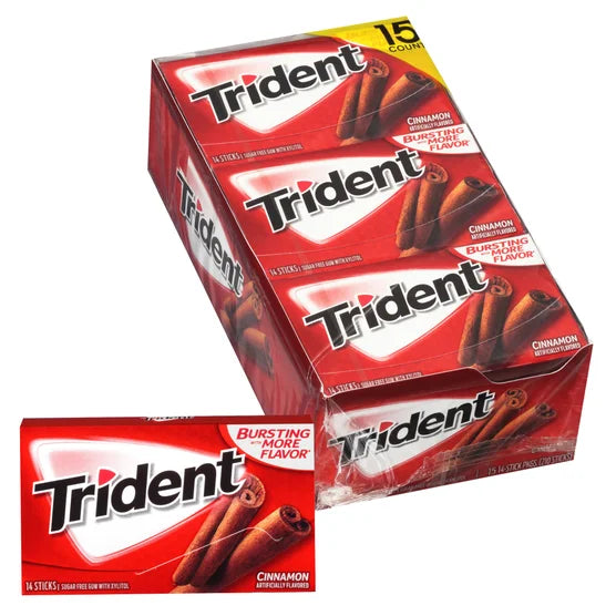 Trident Sugar Free Gum, Cinnamon, 14 Pieces, 15-count